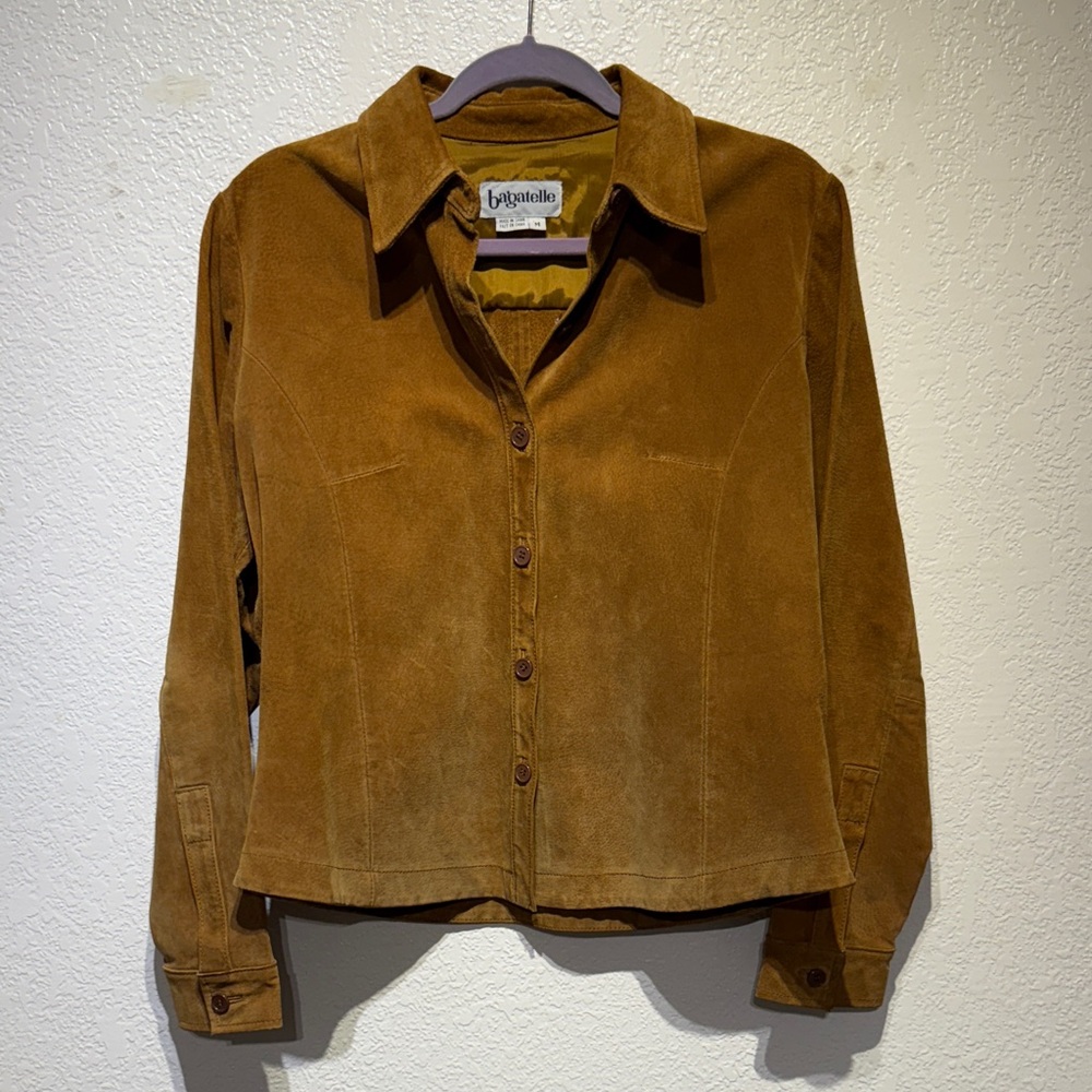 Bagatelle Tan Suede Button Down Shirt